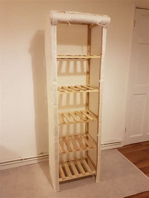 storage shelves with canvas covers